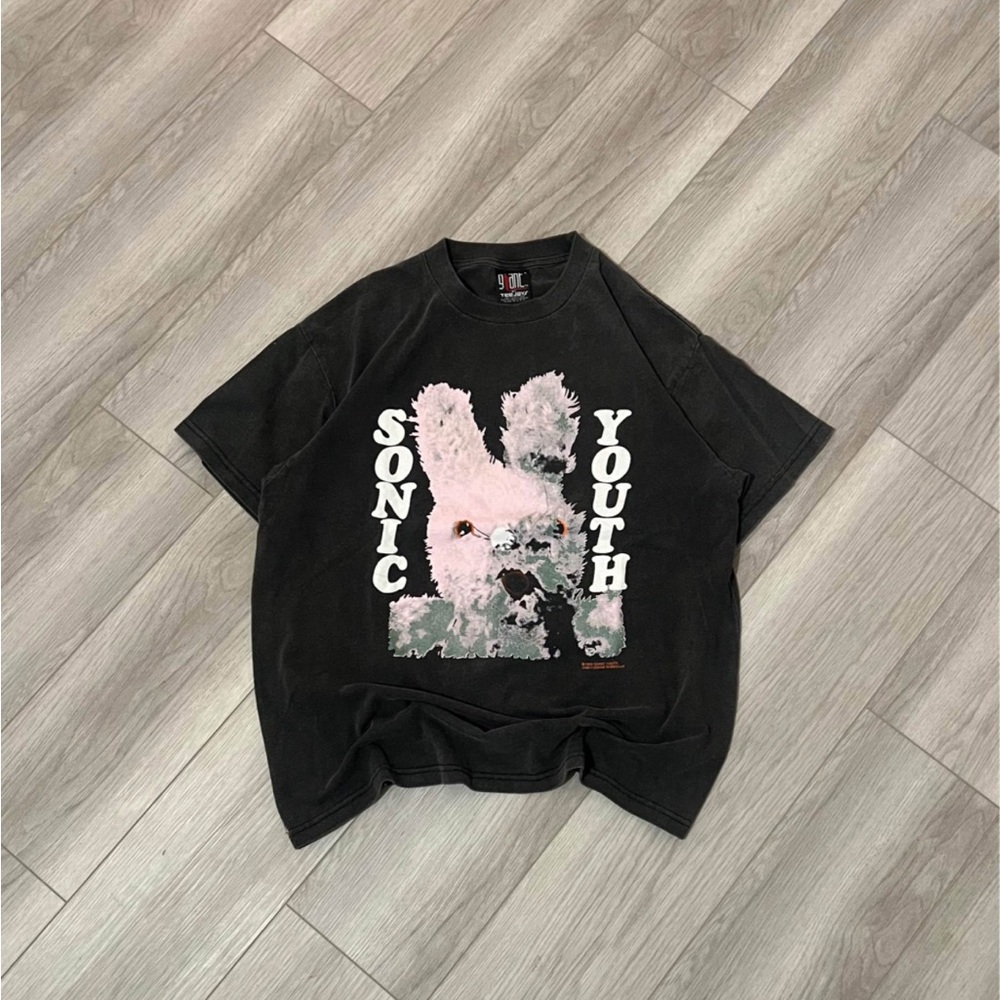 Rare Bootleg Vintage 1992 Sonic Youth Dirty Bunny Gracias T-Shirt w/ GIANT TAG